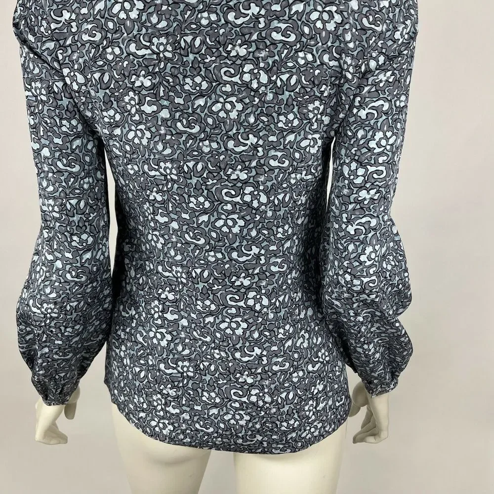 Tory Burch Silk‎ Nicki Bow Blouse Long Sleeve Button-Up Floral Top Shirt Women 0